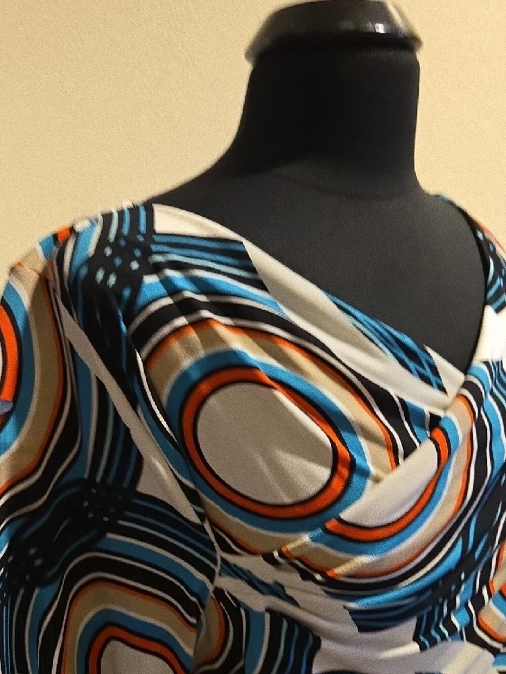 Liz Claiborne White Dress with Blue & Orange Circular Print - Picture 7 of 7